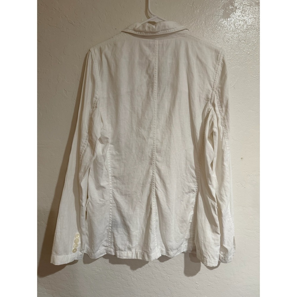 Lauren Ralph Lauren White 100% Linen Blazer Jacket 3 Button Classic Size 12 - Picture 3 of 7